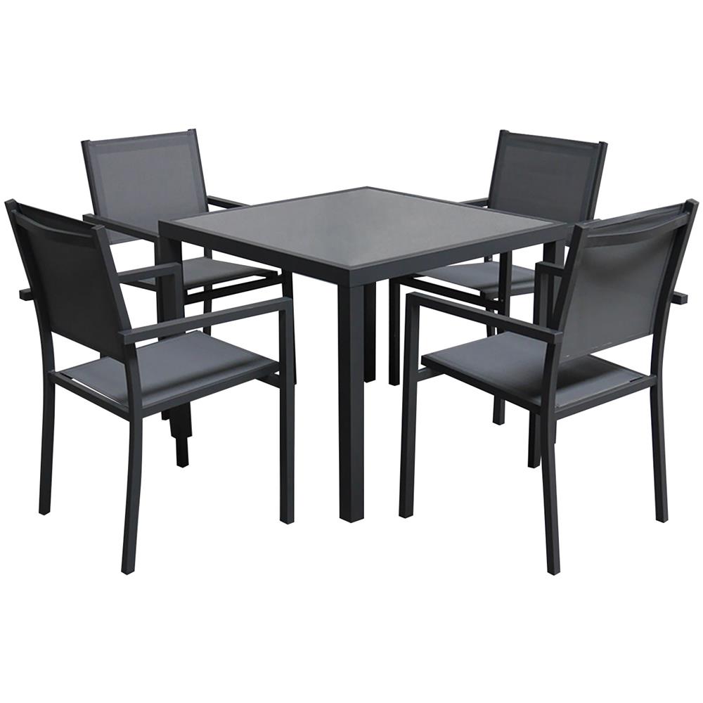 Set Di Mobili Da Giardino In Textilene Grigio Bergamo 4 Posti - Alluminio Antracite - Foto 1