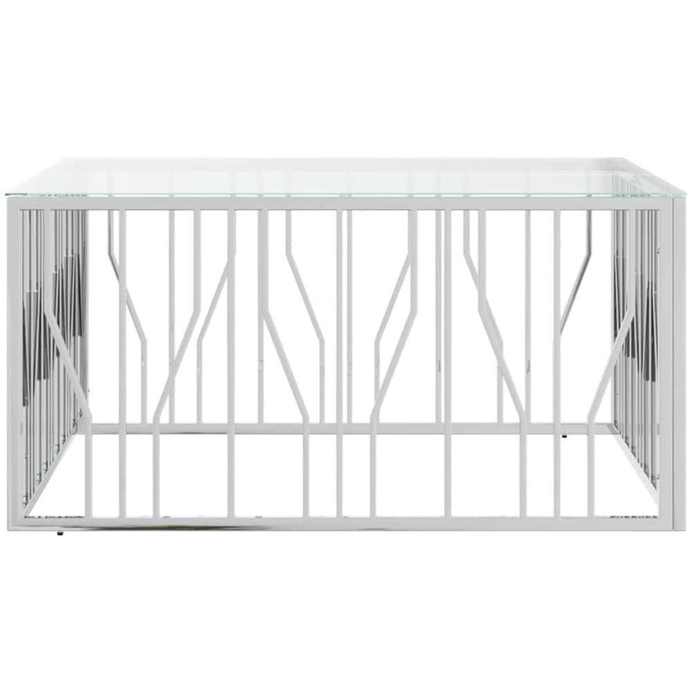 Tavolino Da Salotto 100x100x50 Cm In Acciaio Inox E Vetro - Foto 3