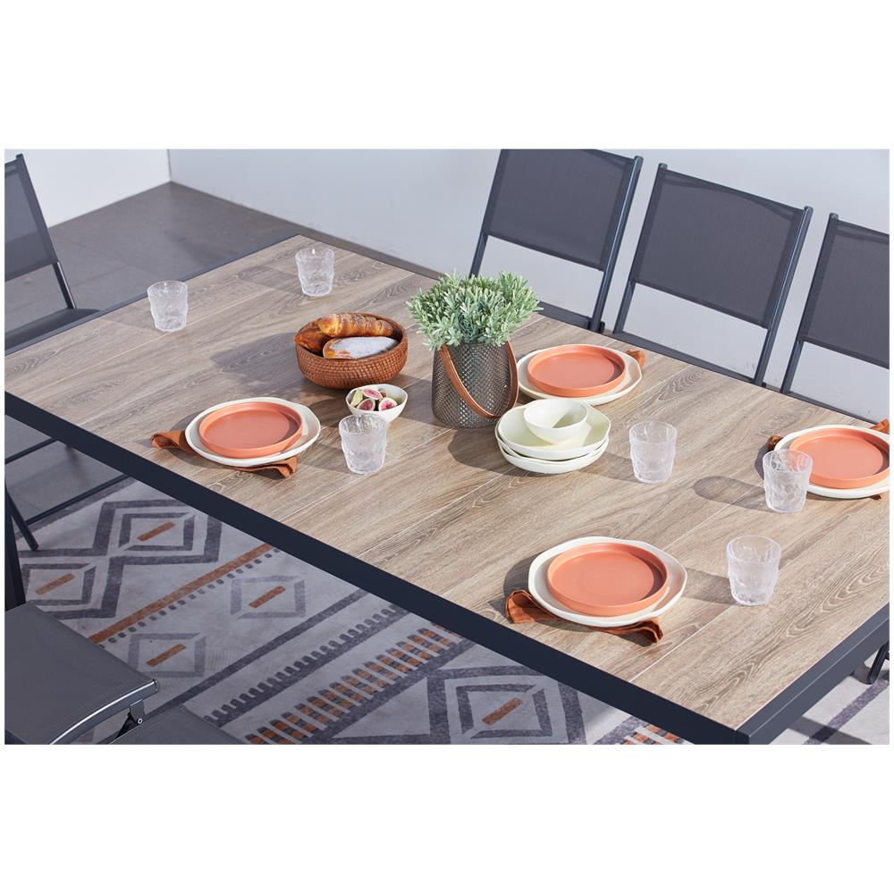 Set Tavolo E 10 Sedie In Alluminio Effetto Legno Lagos - Foto 2