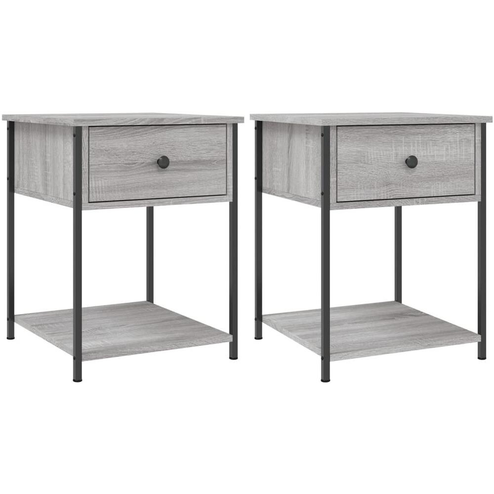 Comodini 2 Pz Grigio Sonoma 44x45x58 Cm In Legno Multistrato - Foto 2