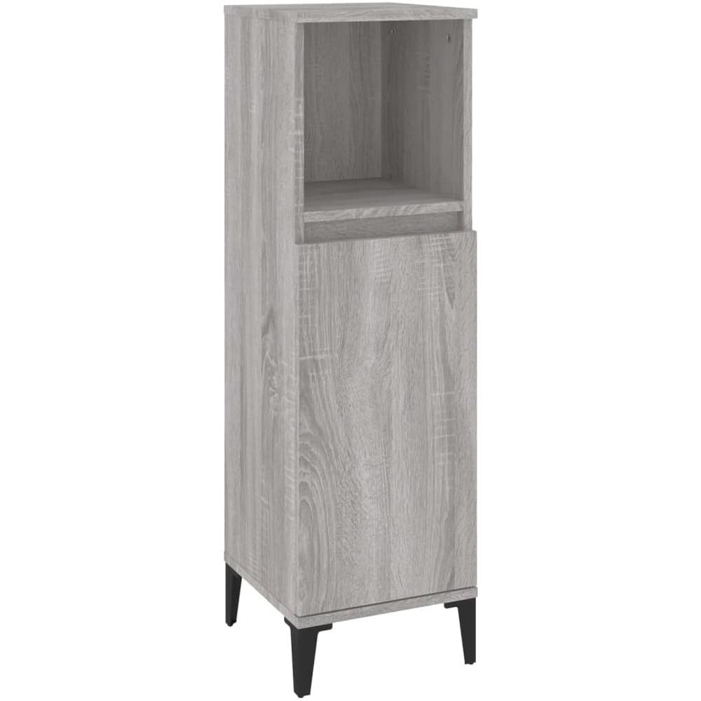 Armadietto Bagno Grigio Sonoma 30x30x100cm In Legno Multistrato - Foto 2