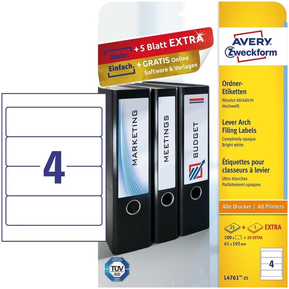 L4761-25 etichetta autoadesiva Rettangolo con angoli arrotondati Permanente Bianco 120 pz - Foto 1
