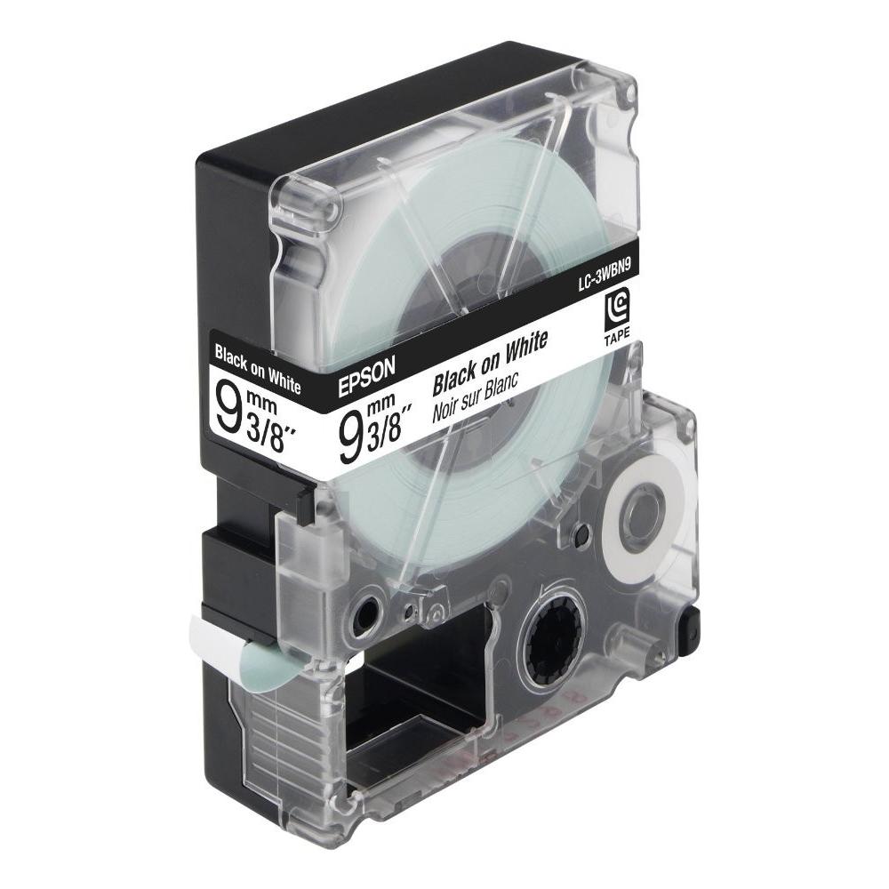 Nastro Lc-3wbn9 9mmx9mt Bianco Per Etichettatrice Epson Lw300 Lw400 Lw600 Lw700 Lw900 C53s624402 Nero Su Bianco Compatibile - Foto 1