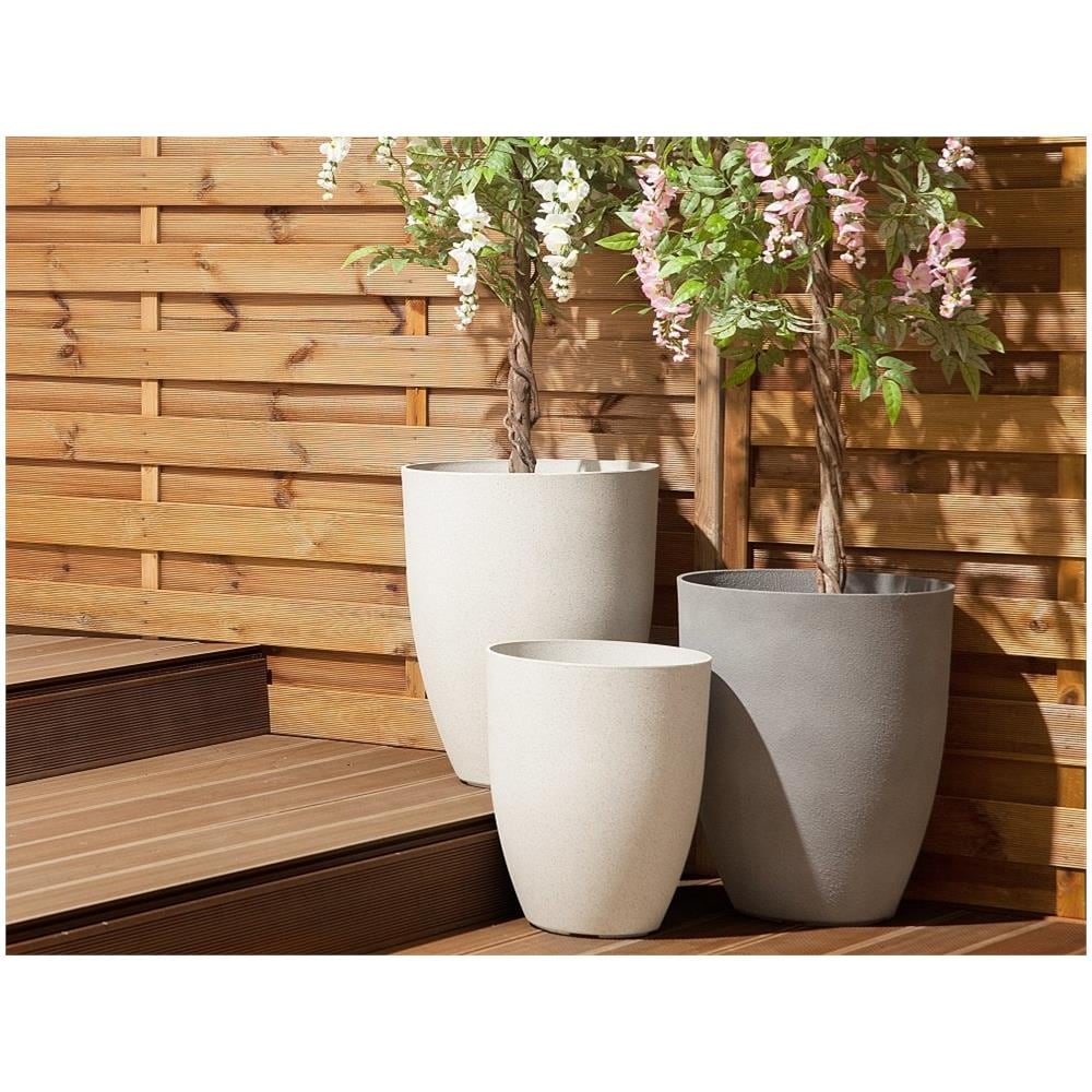 Vaso Tondo Da Interno / esterno Bianco Sporco 43x43x52cm Croton - Foto 1
