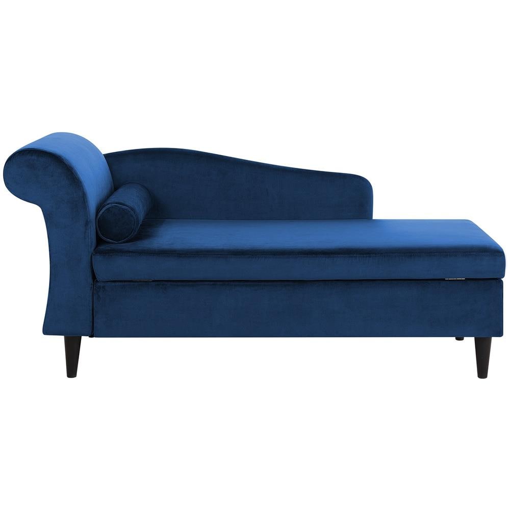 Chaise Longue In Tessuto Velluto Blu Scuro Luiro - Foto 1