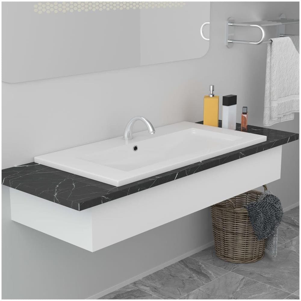 Lavabo Da Incasso 91x39,5x18,5 Cm In Ceramica Bianco - Foto 1