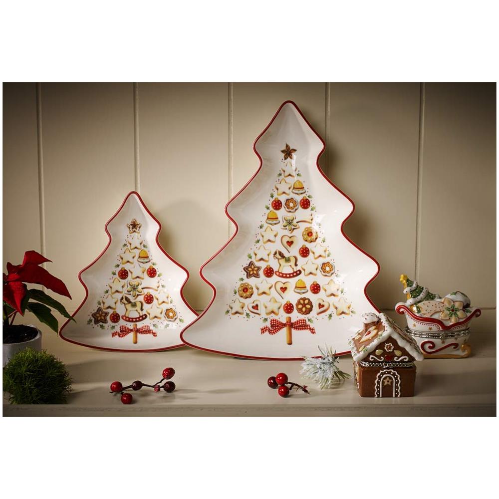 Winter Bakery Delight Ciotolina A Forma Di Albero, Porcellana Premium, Bianco / rosso / beige - Foto 2