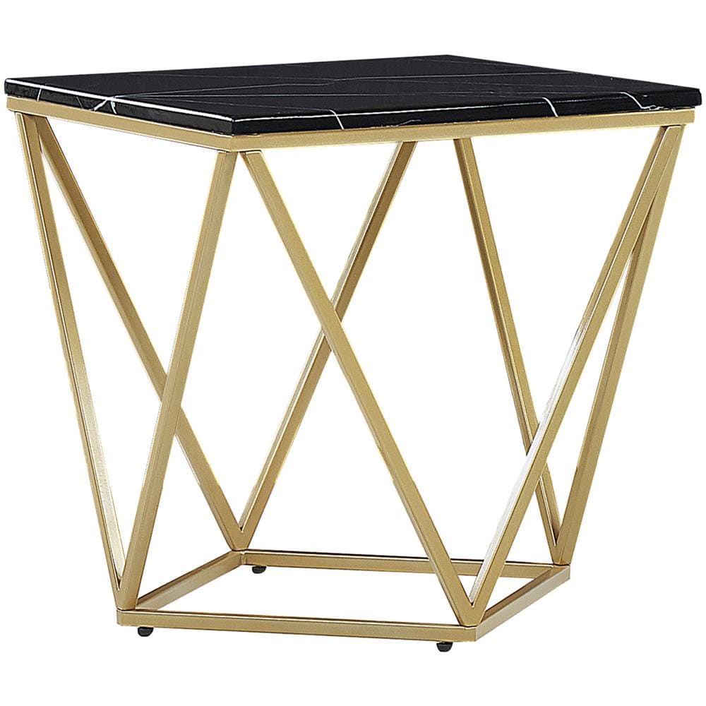 Tavolino Da Caffè Effetto Marmo Nero E Oro Malibu - Foto 1