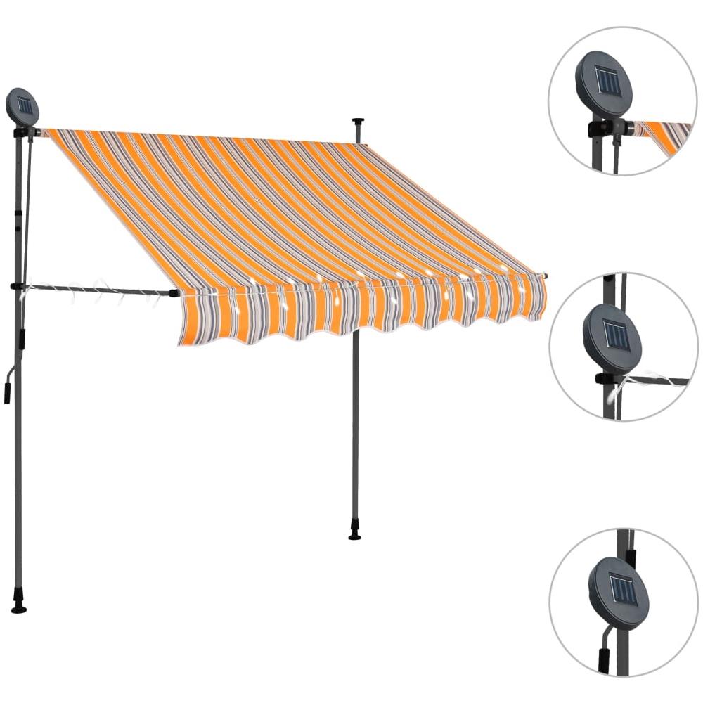 Tenda da Sole Retrattile Manuale con LED 200 cm Gialla e Blu - Foto 2