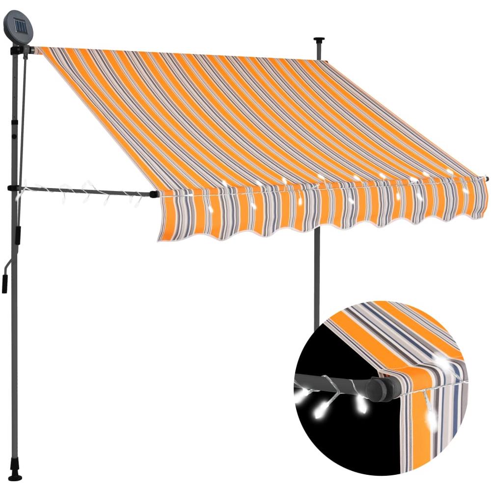 Tenda da Sole Retrattile Manuale con LED 200 cm Gialla e Blu - Foto 1