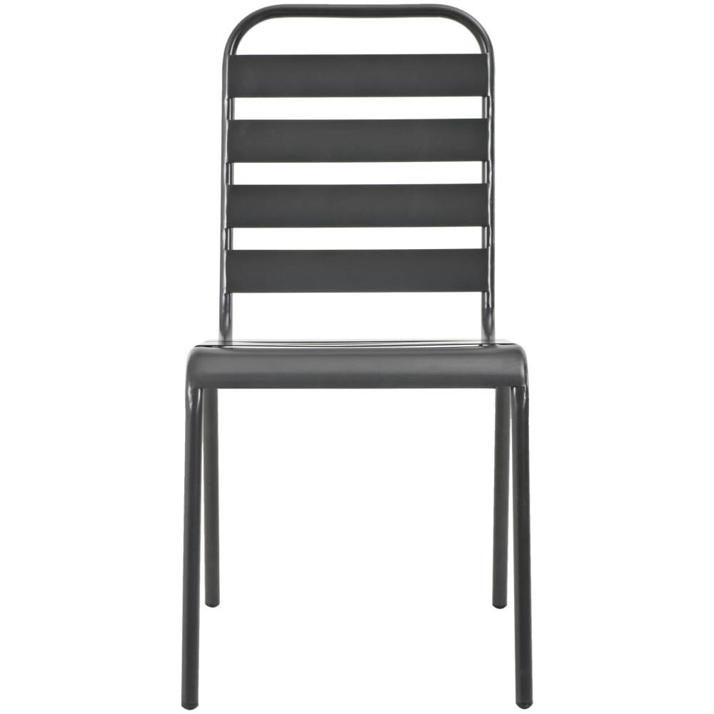 Sedie da Esterno 4 pz Design a Doghe in Acciaio Grigio Scuro - Foto 2