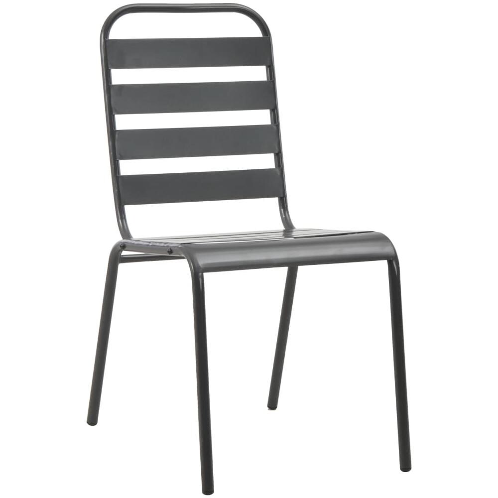 Sedie da Esterno 4 pz Design a Doghe in Acciaio Grigio Scuro - Foto 3