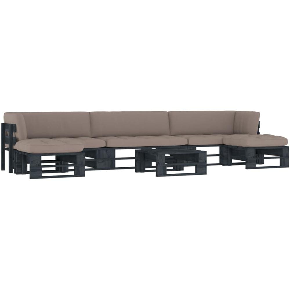 Set di Divani su Pallet 6pz e Cuscini in Pino Impregnato Nero - Foto 1