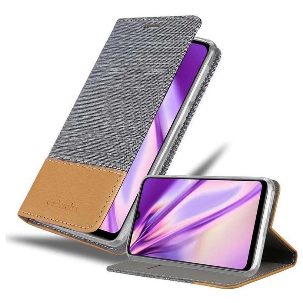 Custodia Compatibile Con Xiaomi Mi Cc9 In Grigio Chiaro Marrone - Coperchio Protettiva Con Chiusura Magnetica, Funzione Stand E Tasca Per Le Carte - Foto 1