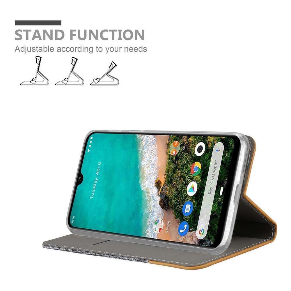 Custodia Compatibile Con Xiaomi Mi Cc9 In Grigio Chiaro Marrone - Coperchio Protettiva Con Chiusura Magnetica, Funzione Stand E Tasca Per Le Carte - Foto 2