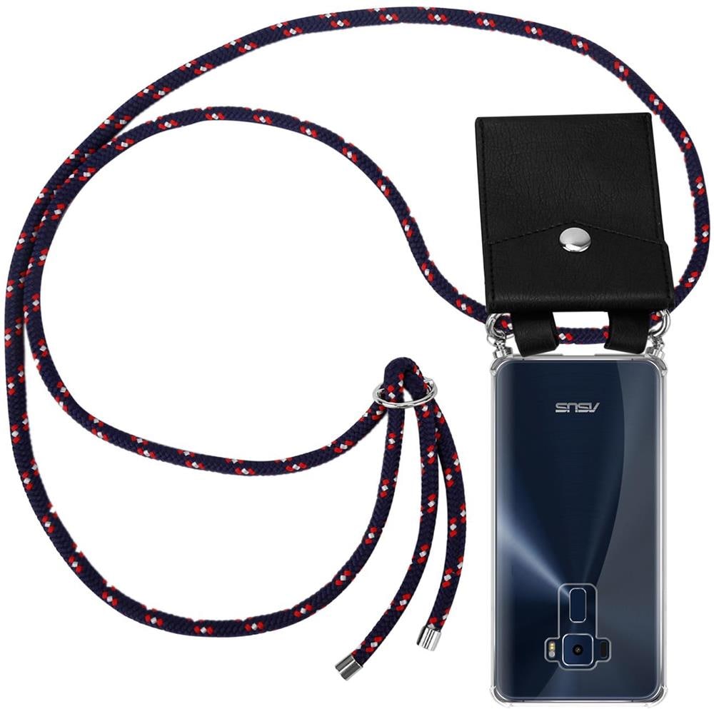 Catena Di Telefoni Cellulari Compatibile Con Asus Zenfone 3 (5,2"" Zoll) In Blu Rosso Bianco À Pois - Coperchio Protettivo In Silicone Con Anelli D'argento, Cinturino In Corda E Custodia Staccabile - Foto 1