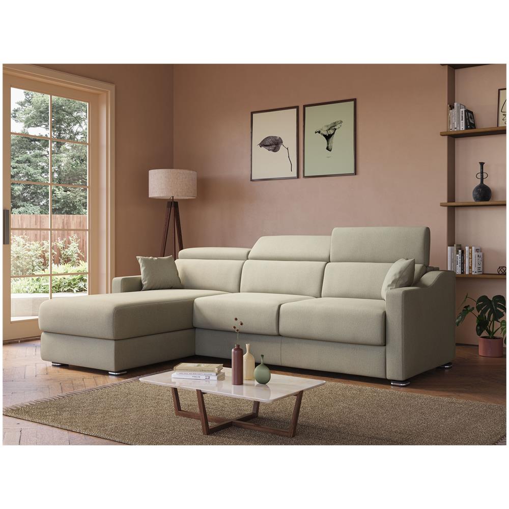 Amber Divano Letto Angolare In Tessuto Smacchiabile T05 Panna 273 Cm Destro (mat. 140x197) - Foto 2