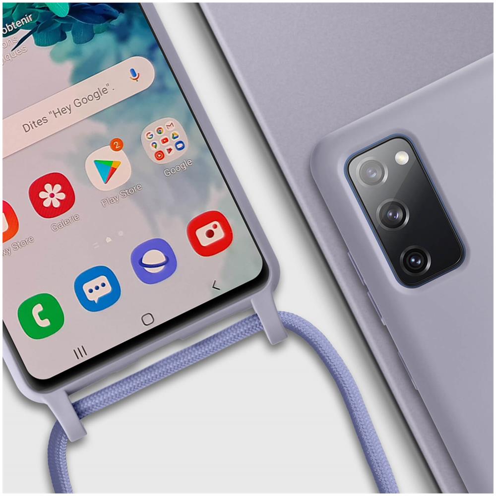 Cover Semirigida Per Samsung Galaxy S20 Fe Cordino Nylon 80 Cm Viola Chiaro - Foto 2