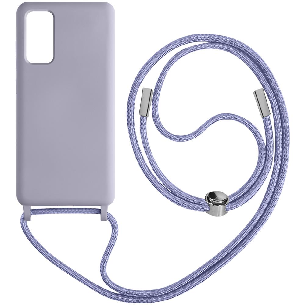 Cover Semirigida Per Samsung Galaxy S20 Fe Cordino Nylon 80 Cm Viola Chiaro - Foto 1