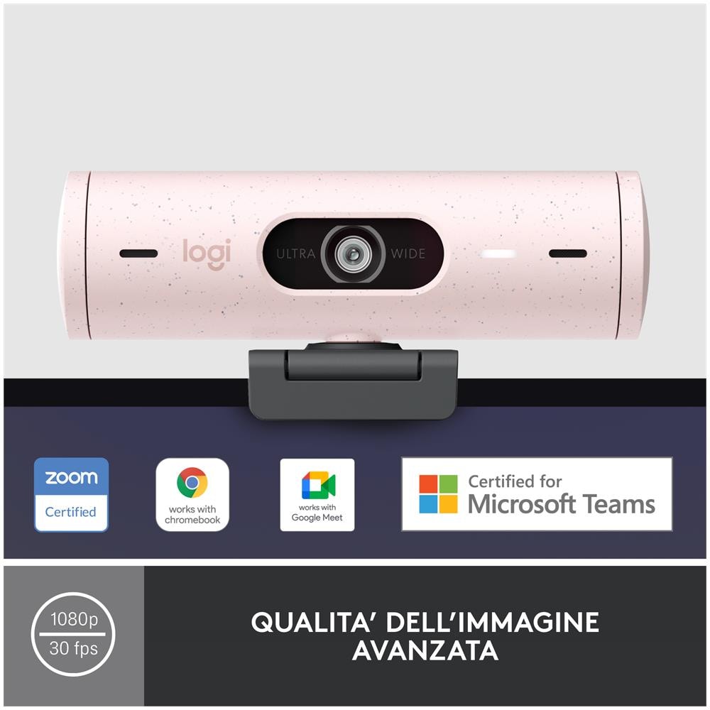 Webcam Brio 500 con Risoluzione 1920 X 1080 Pixel Microfono / Zoom Digitale Colore Bianco - Foto 2
