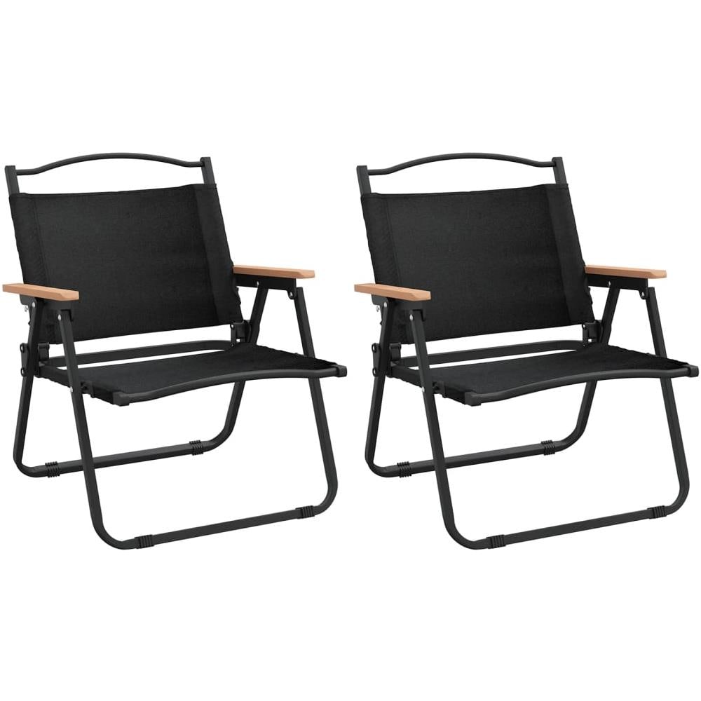 Sedie Da Campeggio 2 Pz Nere 54x43x59 Cm Tessuto Oxford - Foto 2