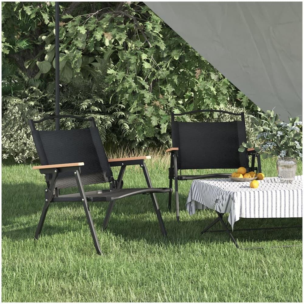 Sedie Da Campeggio 2 Pz Nere 54x43x59 Cm Tessuto Oxford - Foto 1