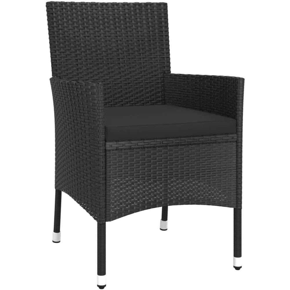 Set Bistrò da Giardino 3 pz con Cuscini in Polyrattan Nero - Foto 2
