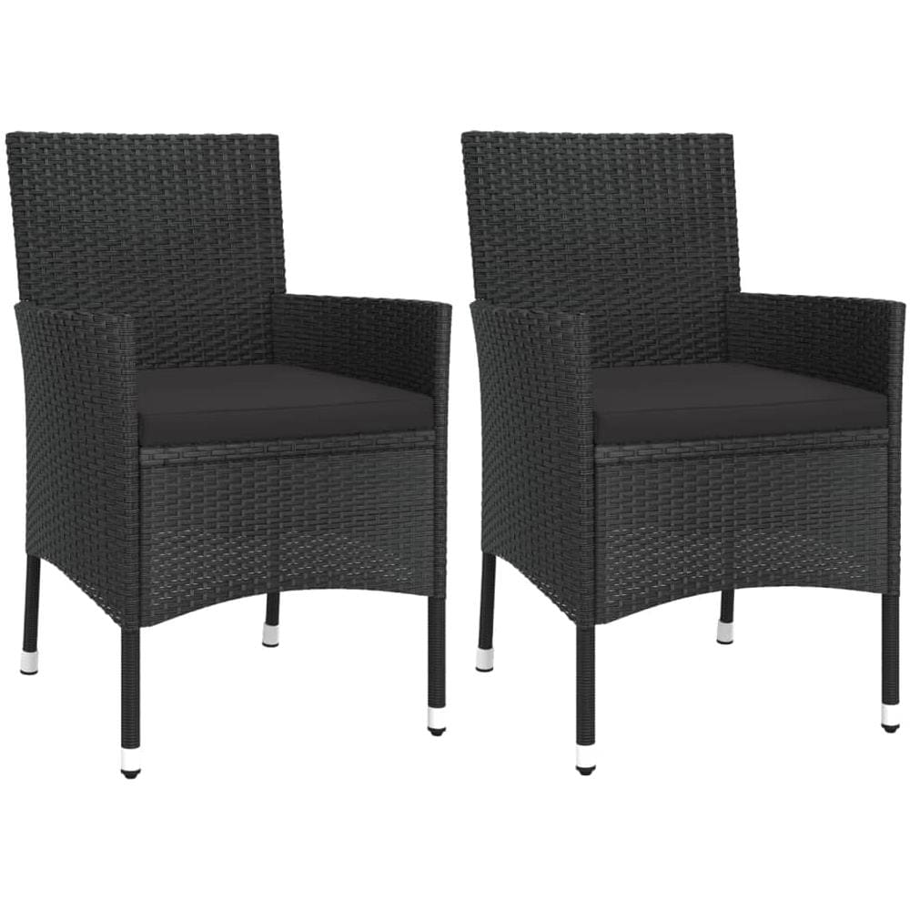 Set Bistrò da Giardino 3 pz con Cuscini in Polyrattan Nero - Foto 8