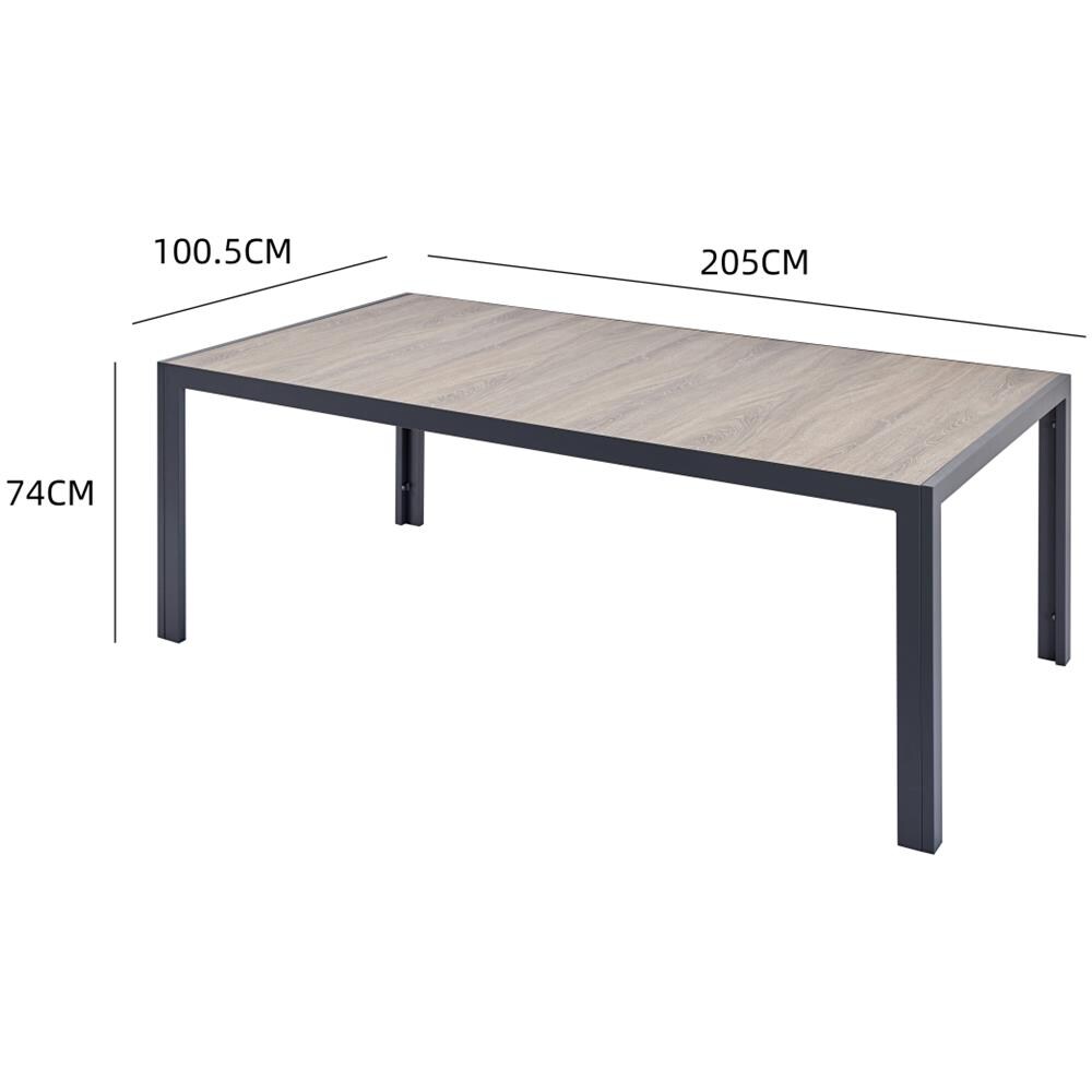 Tavolo In Alluminio E Piano Effetto Legno 10 Persone Lagos - Foto 2