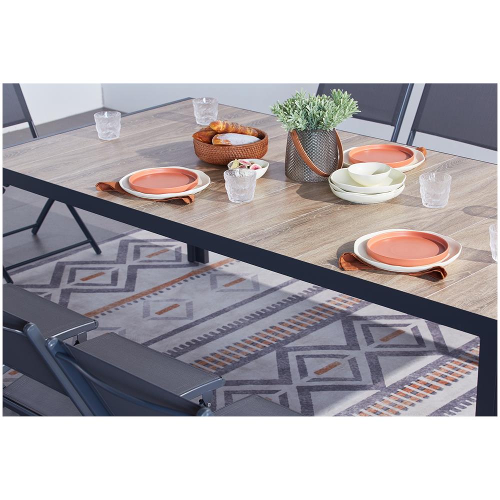 Tavolo In Alluminio E Piano Effetto Legno 10 Persone Lagos - Foto 3