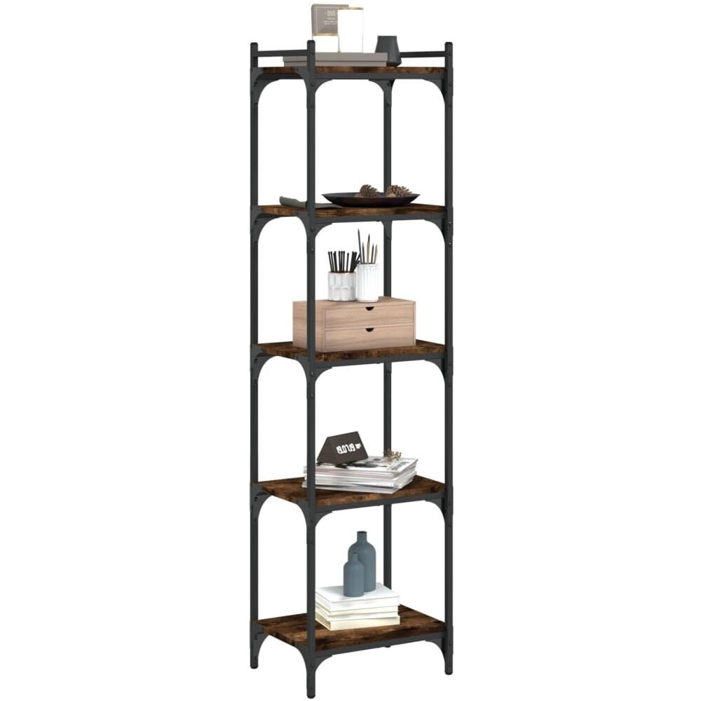 Libreria A 5 Ripiani Rovere Fumo 40x30x154 Cm Legno Multistrato - Foto 3
