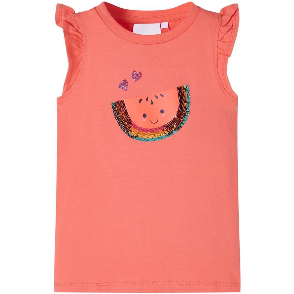 Maglietta da Bambina con Maniche Volant Corallo 128 - Foto 1