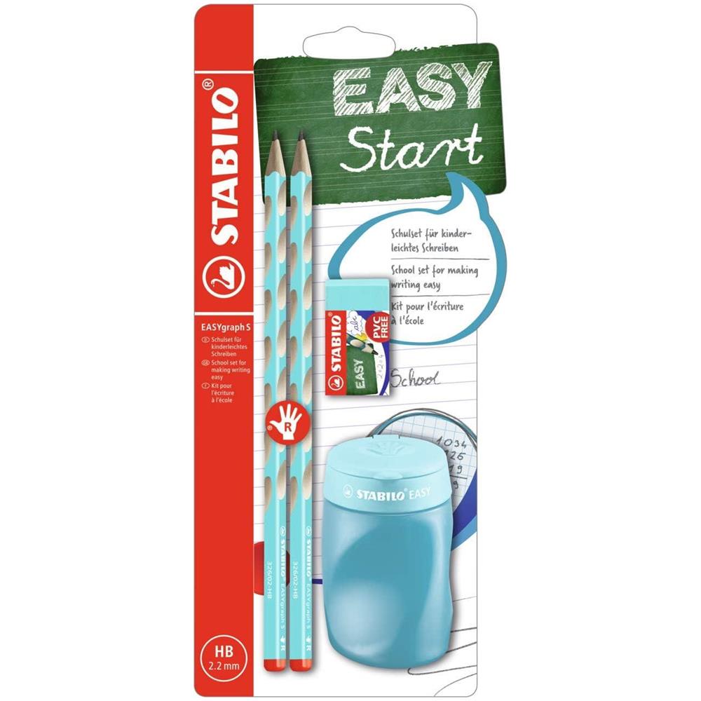 EASYgraph S - School Set - Azzurro - per Destrimani - con Gomma + Temperino - Foto 1