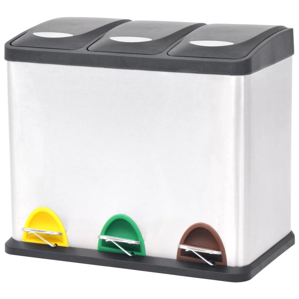 Pattumiera a Pedale per Riciclo in Acciaio Inossidabile 24 L - Foto 1