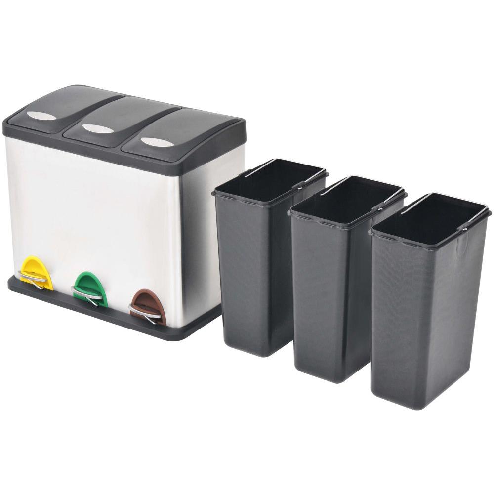 Pattumiera a Pedale per Riciclo in Acciaio Inossidabile 24 L - Foto 2