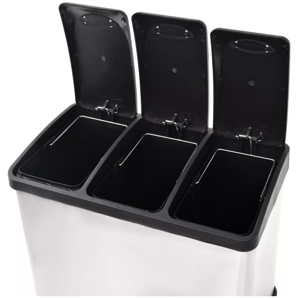 Pattumiera a Pedale per Riciclo in Acciaio Inossidabile 24 L - Foto 5