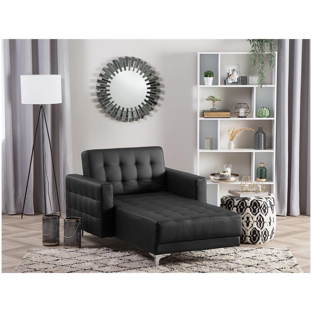 Chaise Longue In Pelle Sintetica Nera Aberdeen - Foto 2