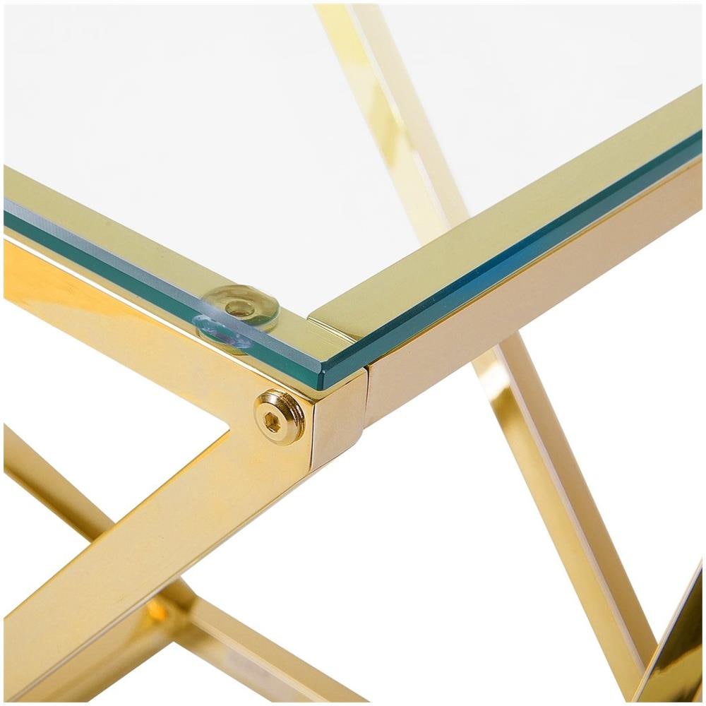 Tavolino Di Servizio In Vetro Oro Beverly - Foto 2