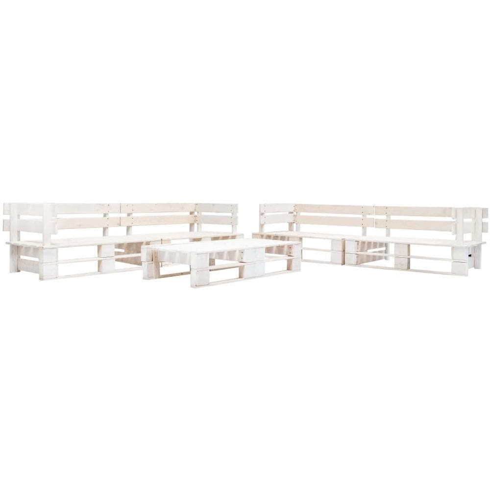Set Divani Da Giardino Su Pallet 6 Pz Legno Fsc Bianco - Foto 1
