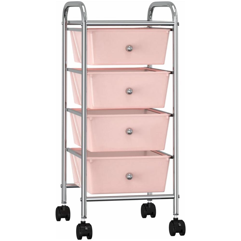 Carrello Portaoggetti Mobile Con 4 Cassetti Rosa In Plastica - Foto 1