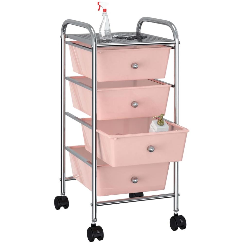Carrello Portaoggetti Mobile Con 4 Cassetti Rosa In Plastica - Foto 2