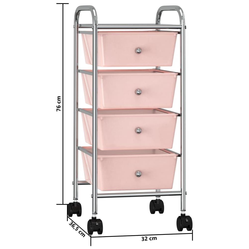 Carrello Portaoggetti Mobile Con 4 Cassetti Rosa In Plastica - Foto 8