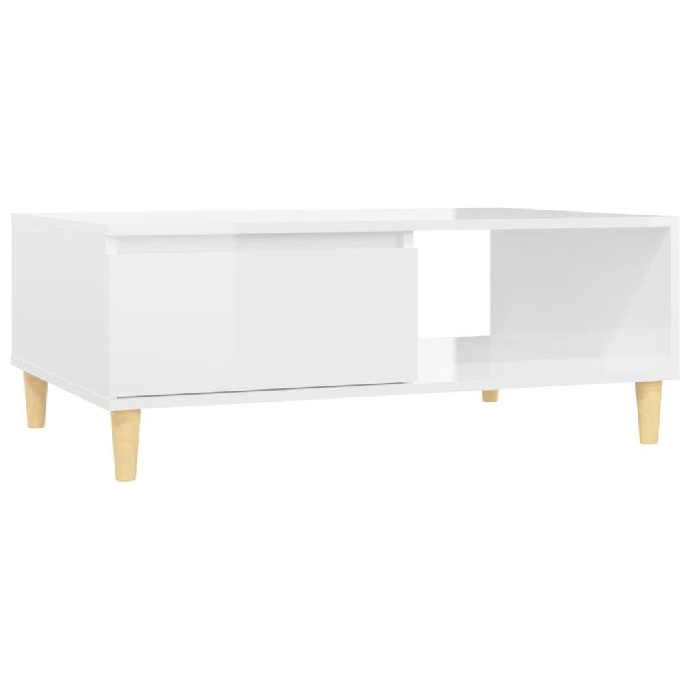Tavolino Salotto Bianco Lucido 90x60x35 cm in Legno Multistrato - Foto 2