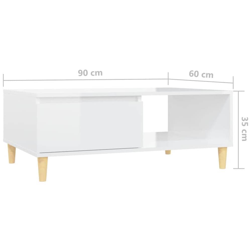 Tavolino Salotto Bianco Lucido 90x60x35 cm in Legno Multistrato - Foto 8