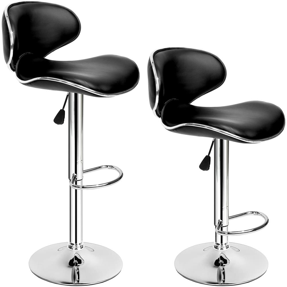 ALPHA HOME Set di 2 sgabelli da bar in pelle PU, sedie da cucina per la colazione con schienale alto e borchie, sgabelli da banco con gambe in metallo, nero