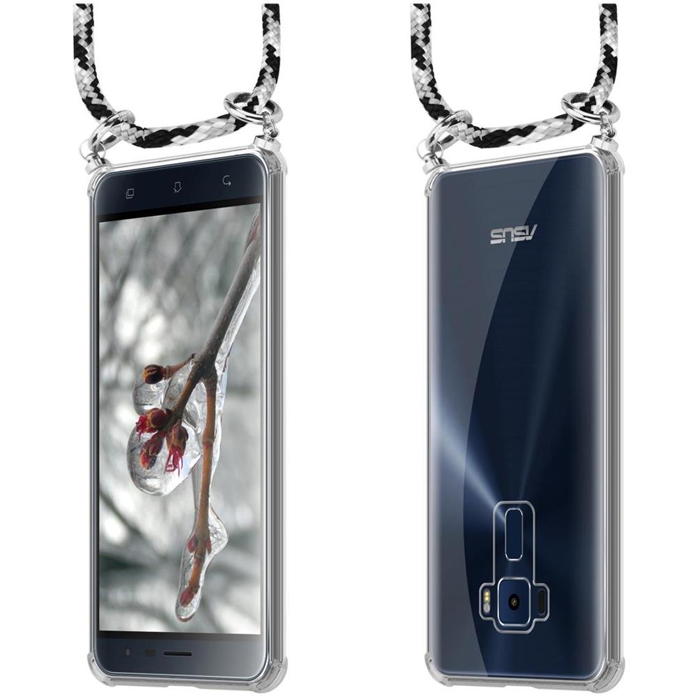 Catena Di Telefoni Cellulari Compatibile Con Asus Zenfone 3 (5,2"" Zoll) In Nero Camouflage - Coperchio Protettivo In Silicone Con Anelli D'argento, Cinturino In Corda E Custodia Staccabile - Foto 8