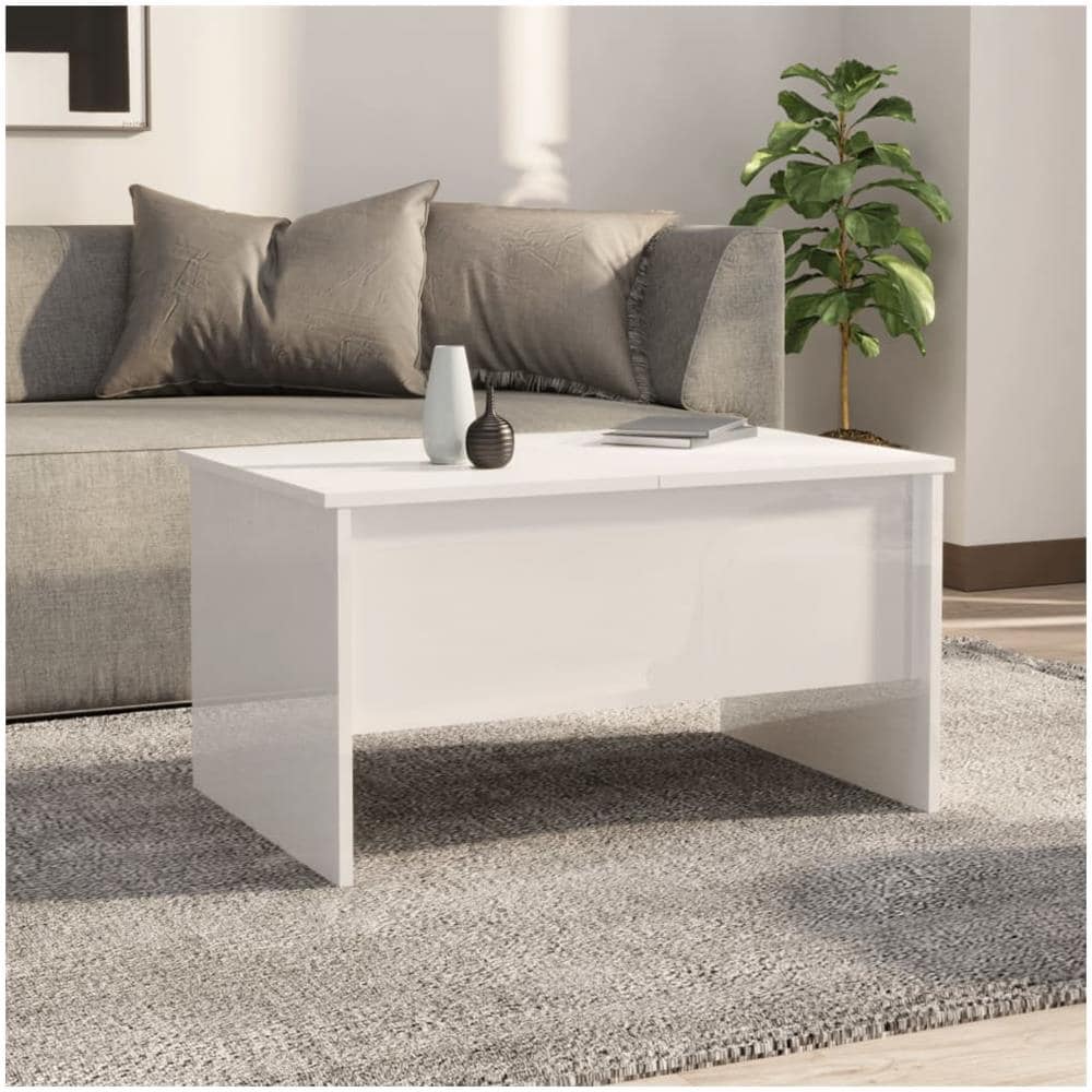 Tavolino Salotto Bianco Lucido 80x50x42,5 Cm Legno Multistrato - Foto 3