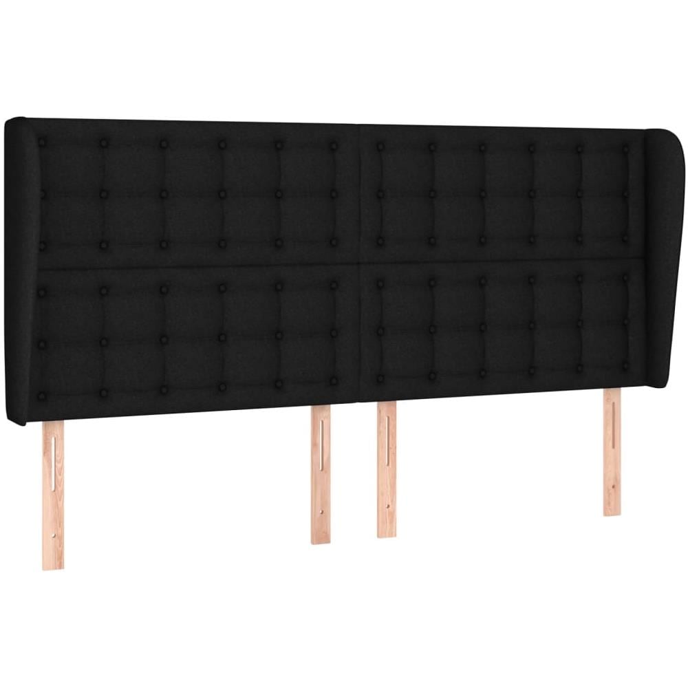 Testiera Ad Orecchio Nera 183x23x118/128 Cm In Tessuto - Foto 2