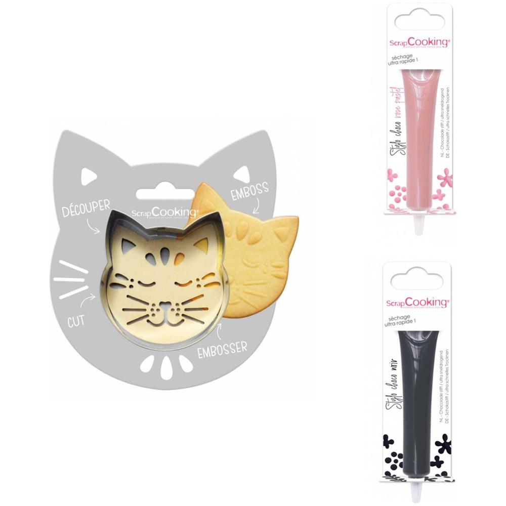 Kit Biscotti Di Soccorso Per Gatti + 2 Penne Di Cioccolato Rosa Pastello E Fondente - Foto 1
