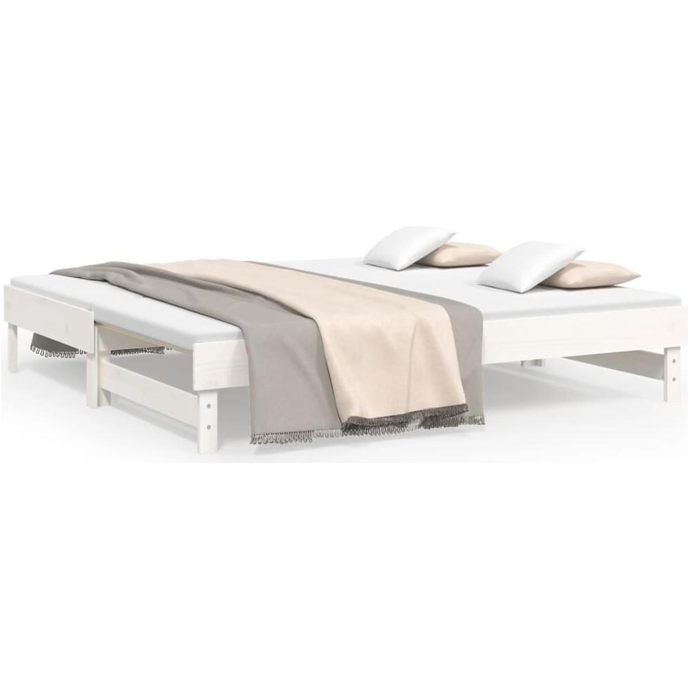 Dormeuse Estraibile Bianca 2x (75x190) Cm Legno Massello Di Pino - Foto 2